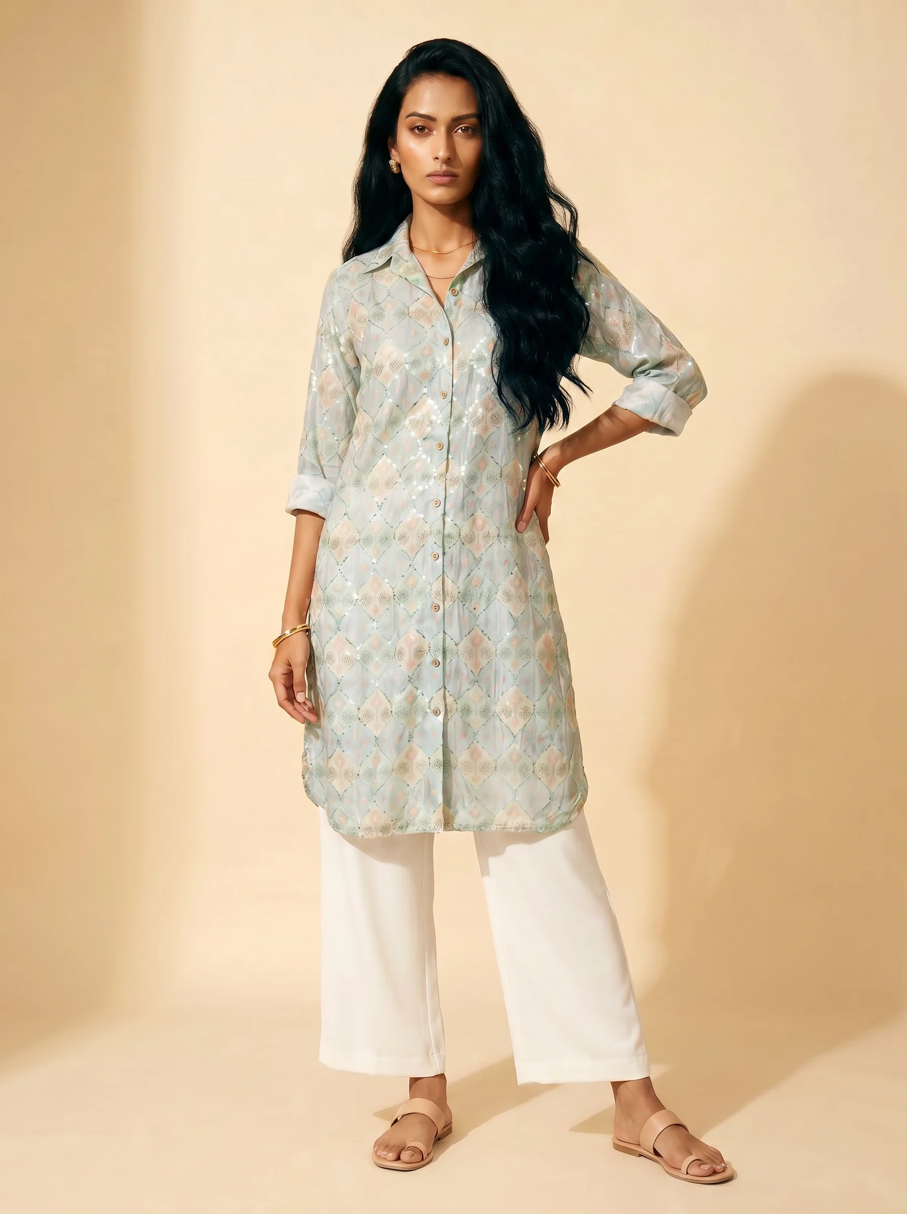 Cyanish Blue Kurti Set — image 1