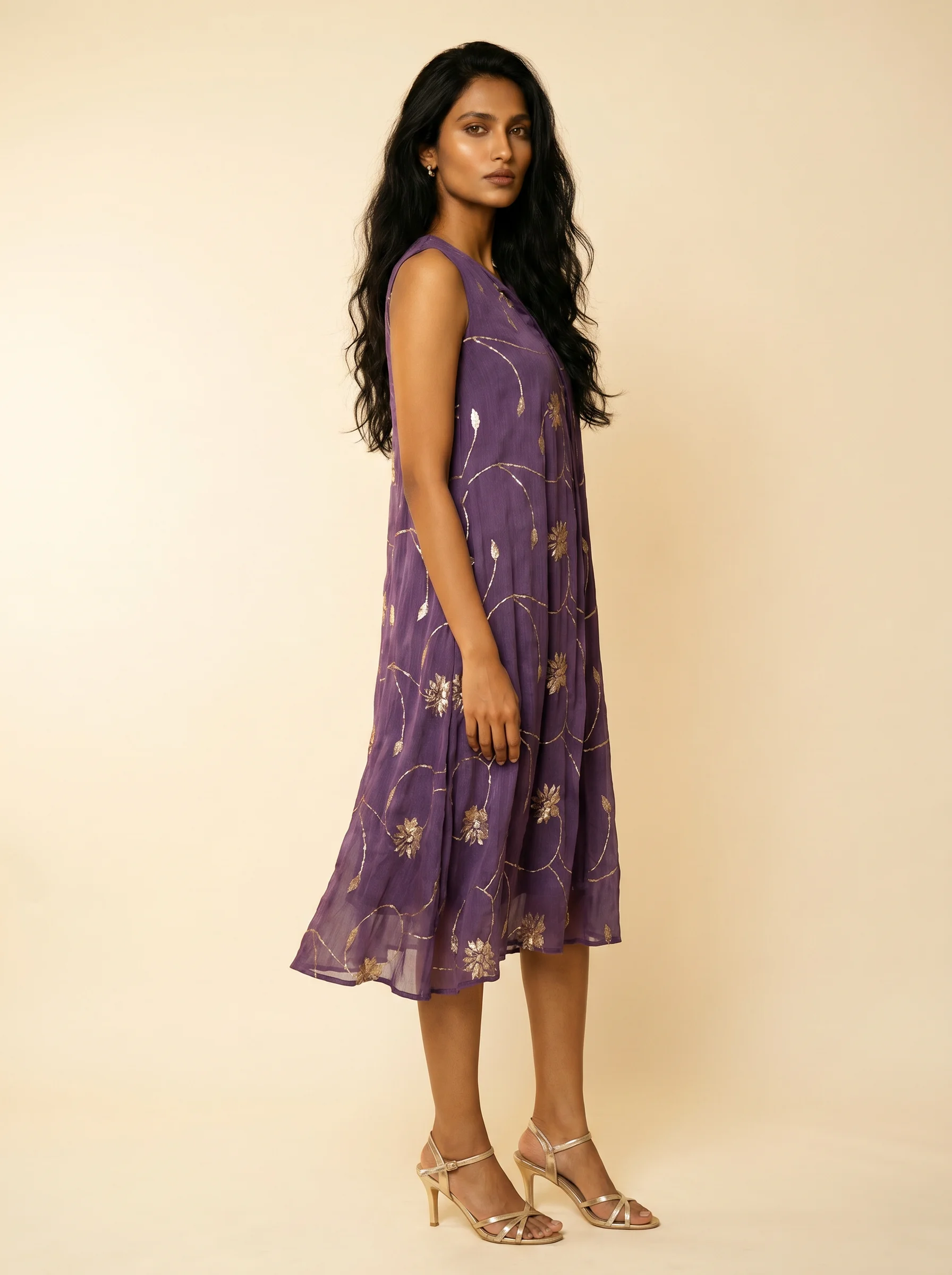 Purple Gold Flower Dress — image 1