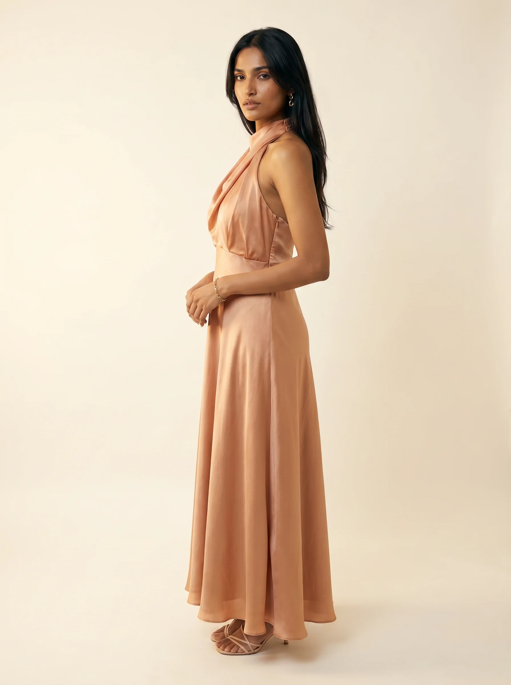 Skin Peach Satin Dress — image 1